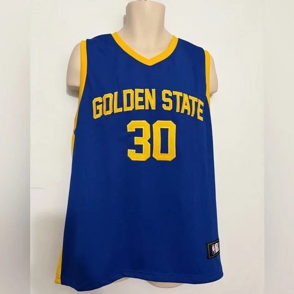 NWT - NBA Blue and Yellow Golden State Basketball Jersey - Curry #30 - Size XL - Picture 4 of 11